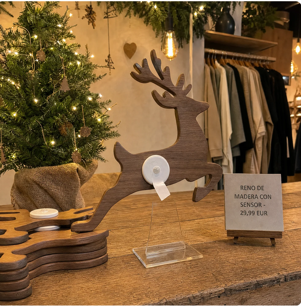 Holz-Rentier LED-Beleuchtung